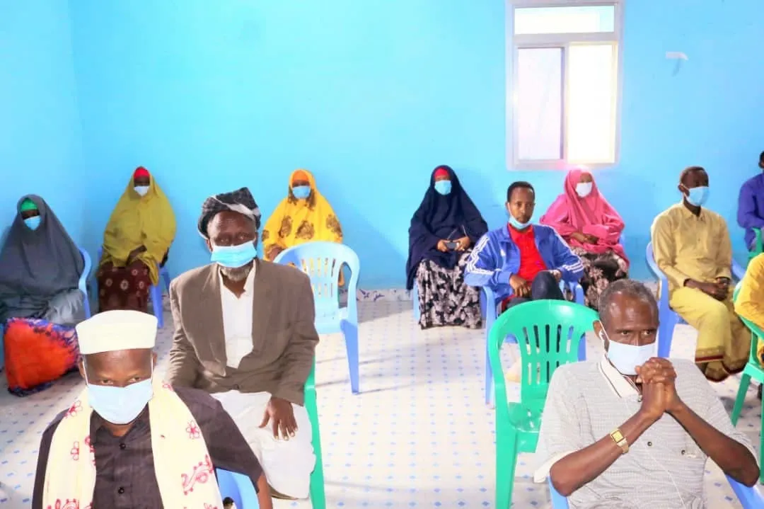 Community members at a civic education and public awareness session in Somalia