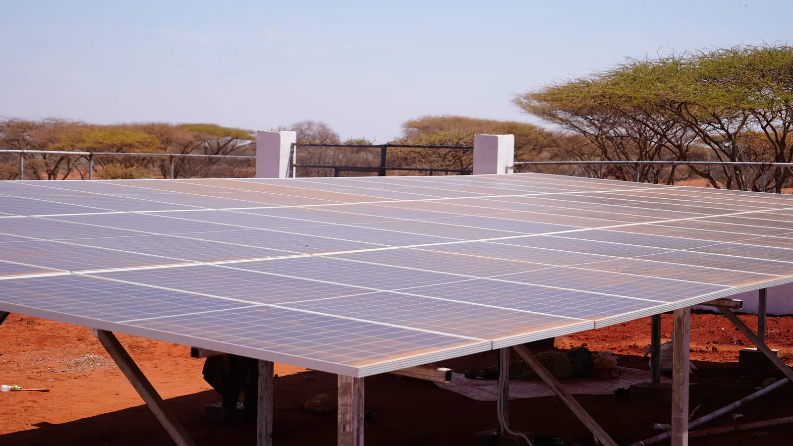 Solar panels installed at a rural water system in Somalia
